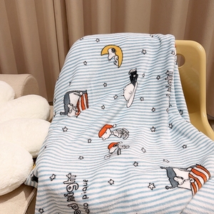 晚安史努比卡通印花毯子儿童毛毯推车盖毯幼儿园午睡宿舍保暖盖毯