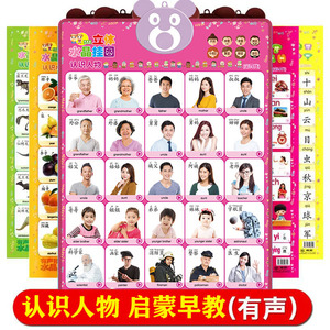 宝宝学说话有声挂图叫爸爸妈妈爷爷奶奶人物称呼墙贴0-3岁玩具