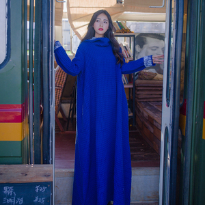 西藏旅游穿搭冬季民族风女装旅行披肩斗篷外套长款厚披风长袍大衣