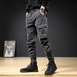 拉链工装裤黑色