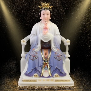 汉白玉送子娘娘神像供奉家用临水夫人陈靖姑求子注生娘娘佛像摆件