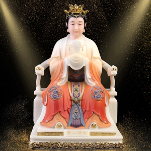 碧霞元君泰山娘娘奶奶圣母老母三霄神像汉白玉佛像家居用供奉摆件