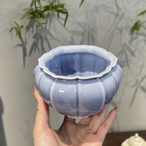惊蛰色釉陶瓷菱纹立体葵口建水创意茶洗杯洗家用水盂茶具茶渣缸