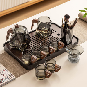 2024新款玻璃茶具套装家用客厅泡茶壶茶盘办公室会客喝茶防烫茶杯