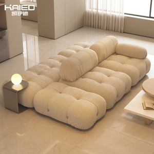 直排双向坐靠背组合布艺沙发双面豆腐块北欧极简ins侘寂风设计师