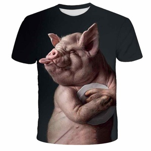滑稽搞怪小猪立体短袖老母猪3D印花T恤个性恶搞笑动物夏季上衣服