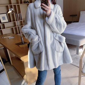 曼迪妈 紫标天鹅绒紫罗兰水貂 逆龄系原色貂皮大衣女整貂外套皮