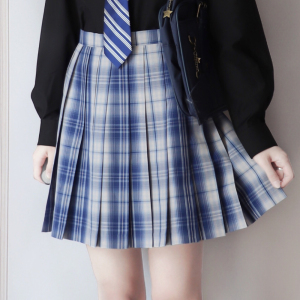 乌云泱 海野渊jk制服 蓝色 格裙现货jk百褶裙 原创正统