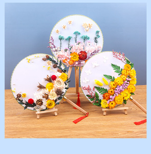 母亲节手工diy礼物儿童成人妇女古风扇子中国风干花团扇团建制作