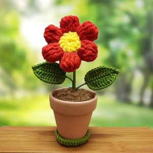 纯手工毛线编织勾织七彩泡芙花节生日礼物办公室摆件挂件饰品摆放