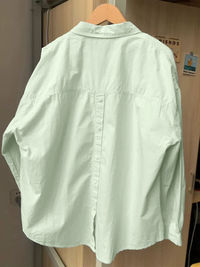 【赠送运费险】绿色高级感长袖衬衫女韩系宽松复古小个子衬衣外套