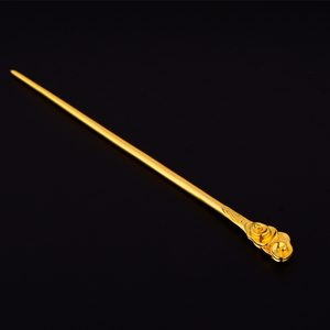 原创古法纯银镀金盘发长发簪 云纹男子簪子冠簪