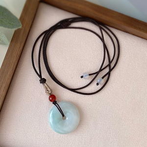 天然翡翠平安扣吊坠女玉石项链简约挂绳百搭小众生日礼物送女朋友