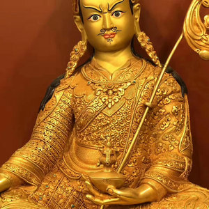 尼泊尔紫铜纯手工打造 莲花生大师佛像 莲师佛像