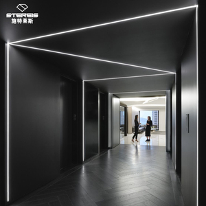 施特黑色铝槽灯嵌入式线型灯线条灯线性灯装饰灯条灯槽无主灯照明
