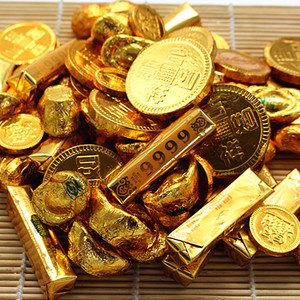 金币巧克力混装元宝大小 花生 金条烘焙巧克力新年金币糖一斤包邮