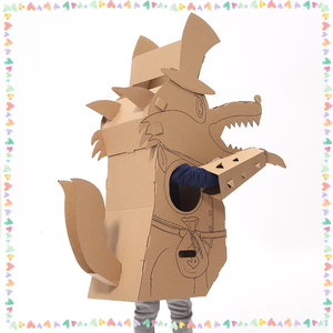 大灰狼幼儿园手工儿童动物服装创意环保时装秀diy材料走秀道具