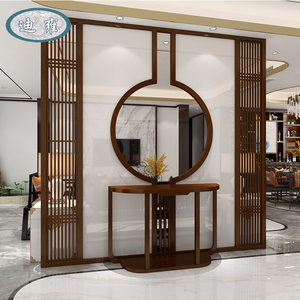 新中式屏风咖啡店隔断柜花格实木挡煞格栅茶易居会所聚财古典玄关