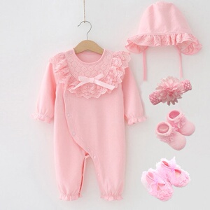 满月婴儿连体衣服早春百天宴女孩一周岁礼服秋公主夏季套装86人付款