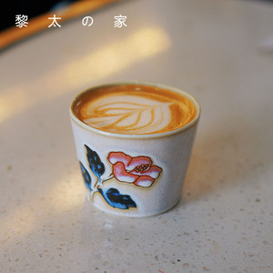 黎太の家日本进口美浓烧茶杯复古手绘玫瑰花咖啡杯流釉效果160ml