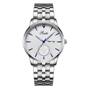 雷特表男表正品防水休闲商务石英表双日历情侣表女表钢带