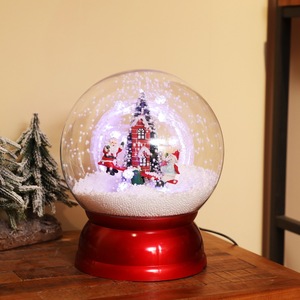 创意新颖圣诞节儿童男女生礼物八音盒音乐下雪桌面装饰摆灯圆球形