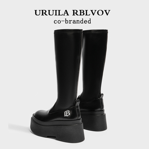 URUILA RBLVOV 靴子女长筒靴厚底增高弹力瘦瘦靴高筒骑士辣妹长靴
