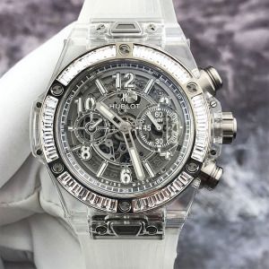 宇舶大爆炸系列411.jx.4802.rt.1904全透明原镶t方钻镂空日历计时