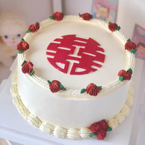 蛋糕装饰硅胶模具中国风结婚订婚领证纪念日红双喜翻糖diy喜字