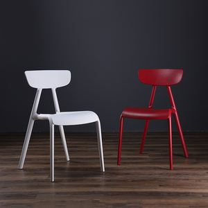 德宜客现代简约创意北欧家用塑料餐椅靠背红色椅子咖啡厅椅可叠放
