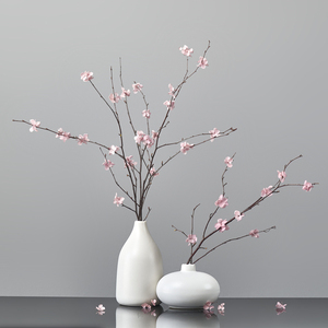 仿桃花树枝花枝天然植物手工花干花家居装饰新中式样板间摆件插花