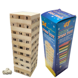 54片装 彩色儿童叠叠高积木 大号数字层层叠抽抽乐益智木制玩具