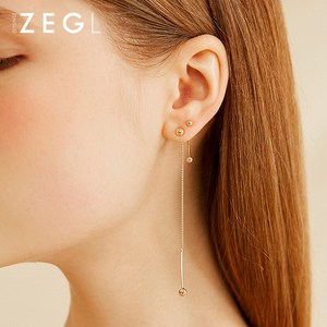 zegl925银耳线长款双耳环耳洞女气质网红耳坠上下两个耳环的耳钉