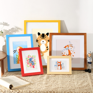 实木相框6寸7儿童画框卡通幼儿园画展水彩画装裱油画a3a4定制框架