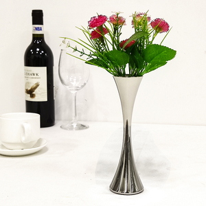 圆口单支花瓶不锈钢花瓶摆件台面不锈钢花瓶欧式创意腰型花瓶