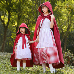 万圣节服装小红帽cos服装成人女角色扮演亲子格子公主裙披肩斗篷