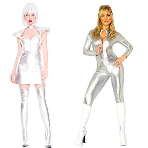 万圣节派对宇宙外星人演出服装夜店DS银色连体衣机器人裙子舞台装