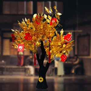 仿真金色摇钱树假金榕树许愿树发财树大厅商场橱窗装饰新年红包树