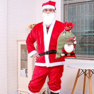 圣诞服装圣诞男服圣诞老人装扮衣服圣诞套装5件套7件套