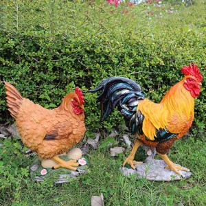 户外摆件鸡花园装饰仿真大公鸡别墅院子树脂动物落地大型母鸡模型