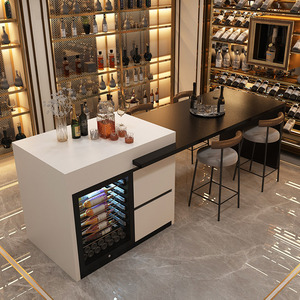 潘多拉岩板岛台餐桌一体柜厨房中岛台轻奢餐厅水吧台大理石材订制