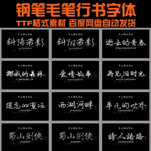 钢笔毛笔行书中文手写书法字体mac win系统电脑字体安装包2363
