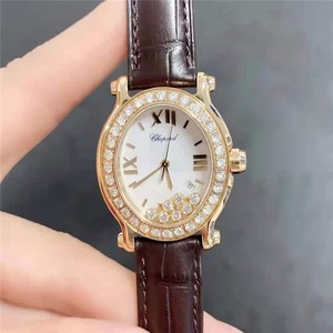 二手 萧邦chopard 快乐钻石系列七钻款式18k玫瑰金镶钻石英女表