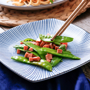 日本进口蓝千段十草盘子陶瓷日式餐具高级平盘家用深盘饭碗碟钵碗