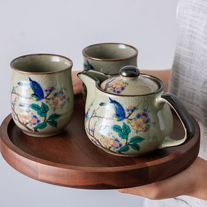 爱悦居日本制原装进口九谷烧陶瓷日式茶具套装茶壶茶杯礼盒装家用