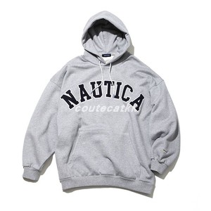 nautica 长谷川日系经典胸前大字母刺绣宽松休闲男女连帽衫卫衣