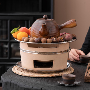 围炉煮茶家用室内烤红薯户外火锅碳炉木炭炉子烤肉烧烤炉日式一套