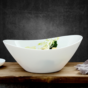 创意船形乳白钢化玻璃水果沙拉碗日式 耐热大小号汤碗蔬菜盆微波