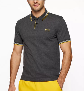 美国代购boss男修身短袖polo衫翻领t恤新款包邮灰色紫色商务休闲