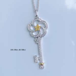 抖音直播热卖灿若繁星五角星切割黄钻吊坠星星钥匙项链情人节礼物